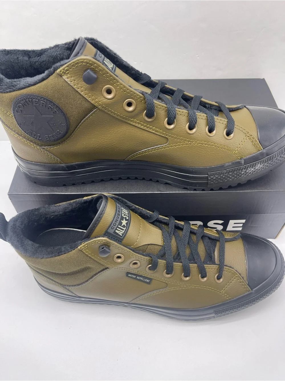 Converse Olive Green and Black High-Top Sneakers